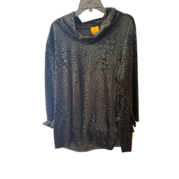 Ruby Rd. Tops - Ruby Rd Tunic Top Shirt Blouse Women XL Cowl Whimsigoth Black‎ Velvet Animal NEW